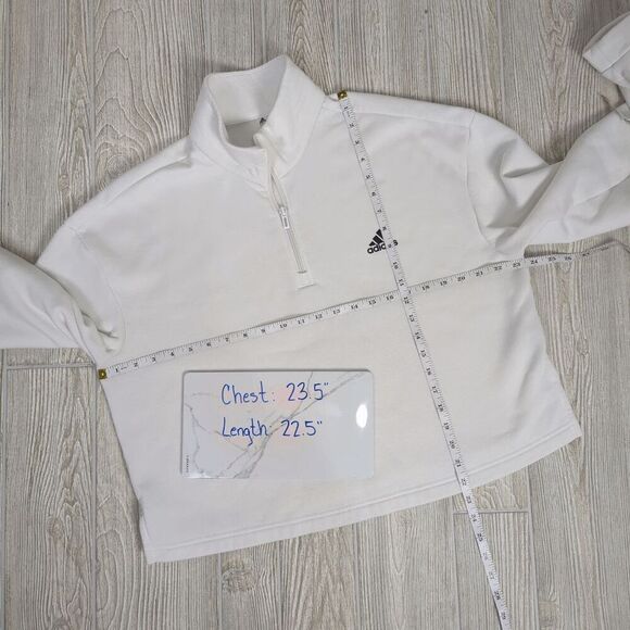 Adidas Collection Prime Green Women's XL Spellout 1/4 Zip Pullover Sweater $100 - Picture 5 of 5